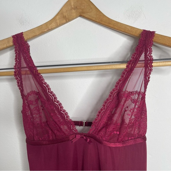 VICTORIA'S SECRET Very Sexy Burgundy Lace Babydoll Size XS Valentines - Picture 6 of 15